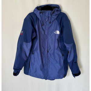The North Face Jacket Large Womens The Summit Series Blue Hoodie Zip Snaps VTG